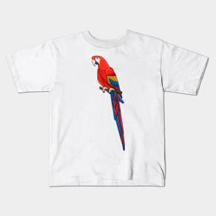 Scarlet macaw parrot cartoon illustration Kids T-Shirt